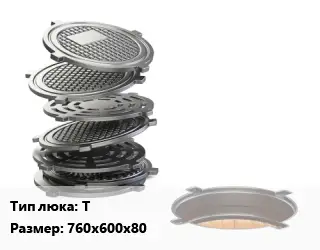 Люк чугунный Т 760х600х80